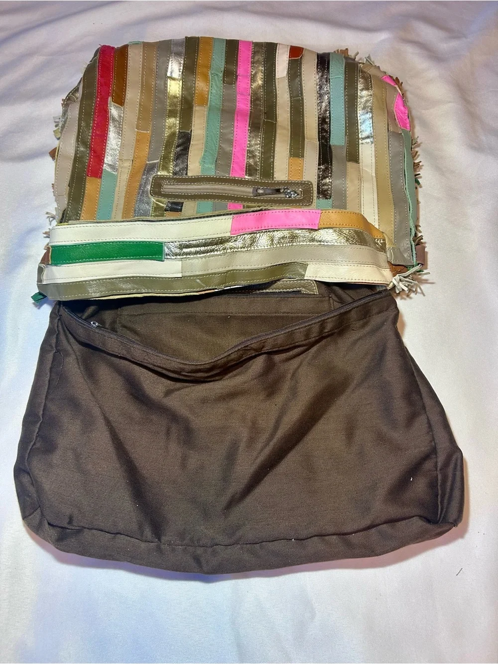 Multicolor Woven Fringe Capri Hobo Bag - Women's Shoulder Bag